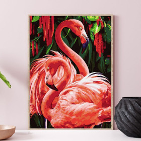 Zakochane Flamingi 40x50cm - malowanie po numerkach