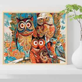 Sowy 40x50cm - malowanie po numerkach