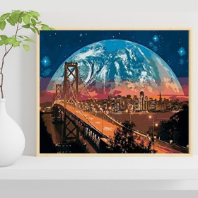 Księżyc w mieście 40x50cm - malowanie po numerkach