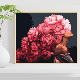 Kobieta Peonia 40x50cm - malowanie po numerkach