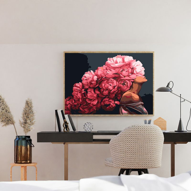 Kobieta Peonia 40x50cm - malowanie po numerkach - produkt wyplatamy.pl 3