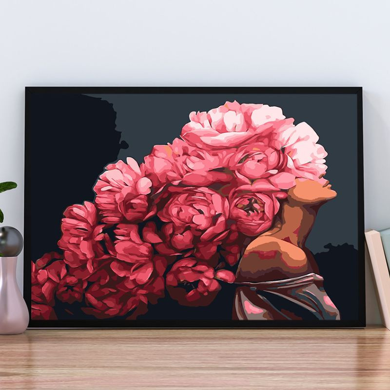 Kobieta Peonia 40x50cm - malowanie po numerkach - produkt wyplatamy.pl 4
