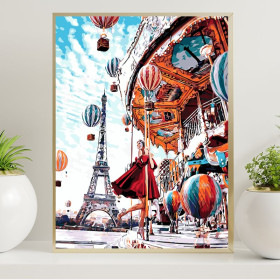 Karuzela w Paryżu 40x50cm - malowanie po numerkach