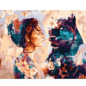 Dziewczyna z panterą 40x50cm - malowanie po numerkach - produkt 2