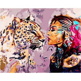 Dziewczyna z gepardem 40x50cm - malowanie po numerkach - produkt 2