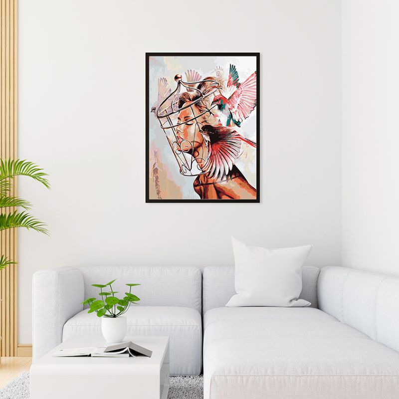 Dziewczyna w klatce 40x50cm - malowanie po numerkach - produkt wyplatamy.pl 3