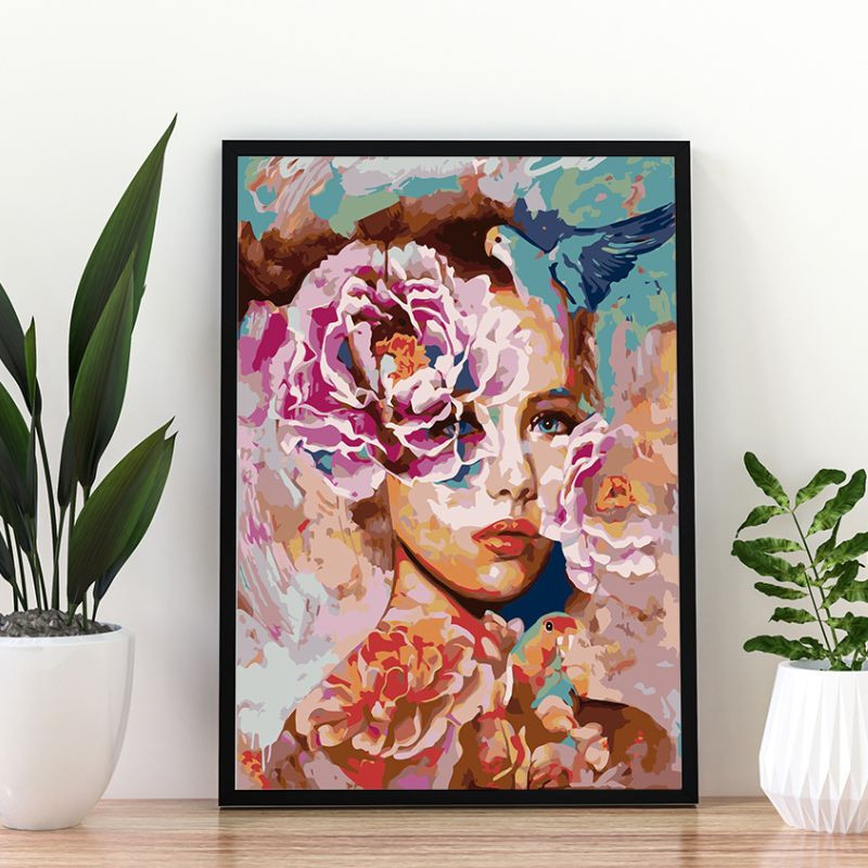 Dziewczyna Kwiat 40x50cm - malowanie po numerkach - produkt wyplatamy.pl 3