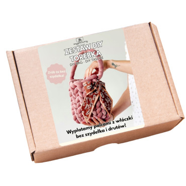 Zestaw kreatywny do wyplatania "zrób to sam" - torebka z grubej włóczki różowa - produkt 3