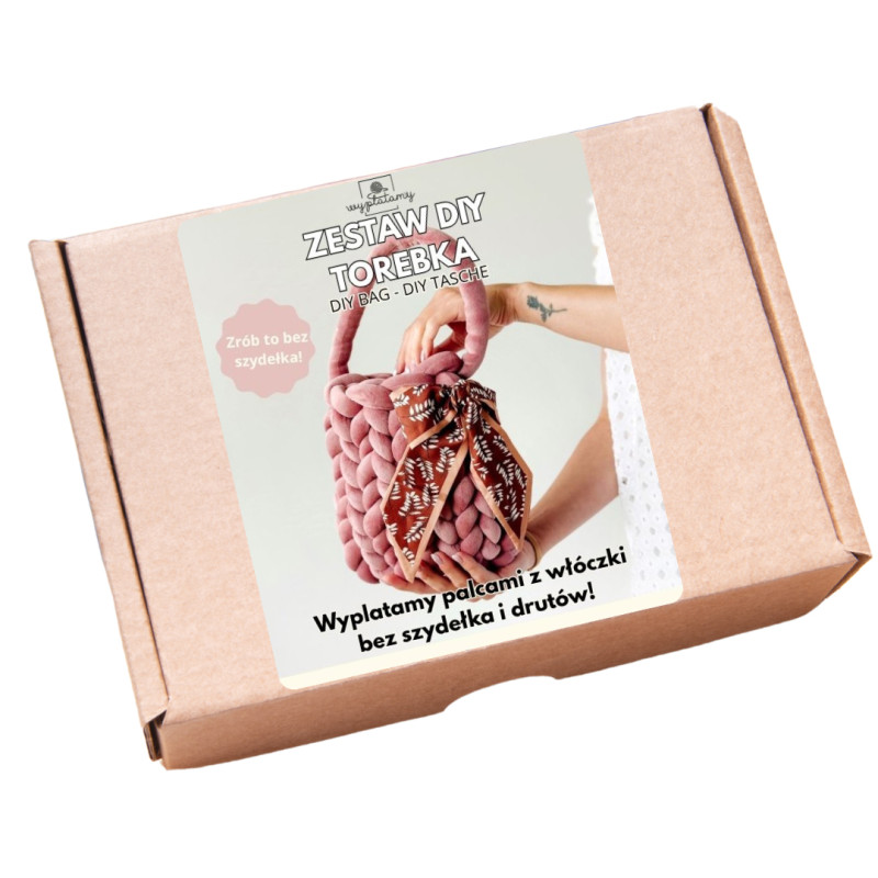 Zestaw kreatywny do wyplatania "zrób to sam" - torebka z grubej włóczki różowa - produkt wyplatamy.pl 3