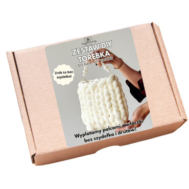 Zestaw kreatywny do wyplatania "zrób to sam" - torebka z grubej włóczki biała - produkt 3