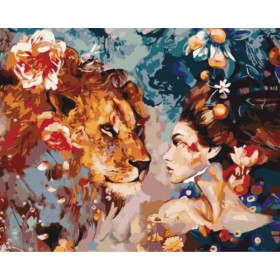 Dziewczyna z Lwem 40x50cm - malowanie po numerkach - produkt 2