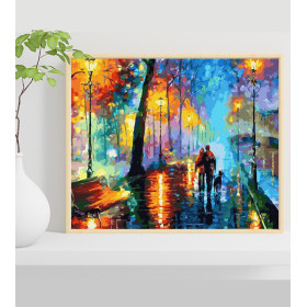 Jesień nocą 40x50cm - malowanie po numerkach