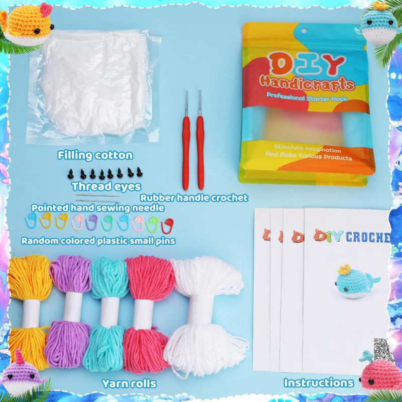 Zestaw do szydełkowania DIY –  rodzina wielorybków - produkt wyplatamy.pl 3