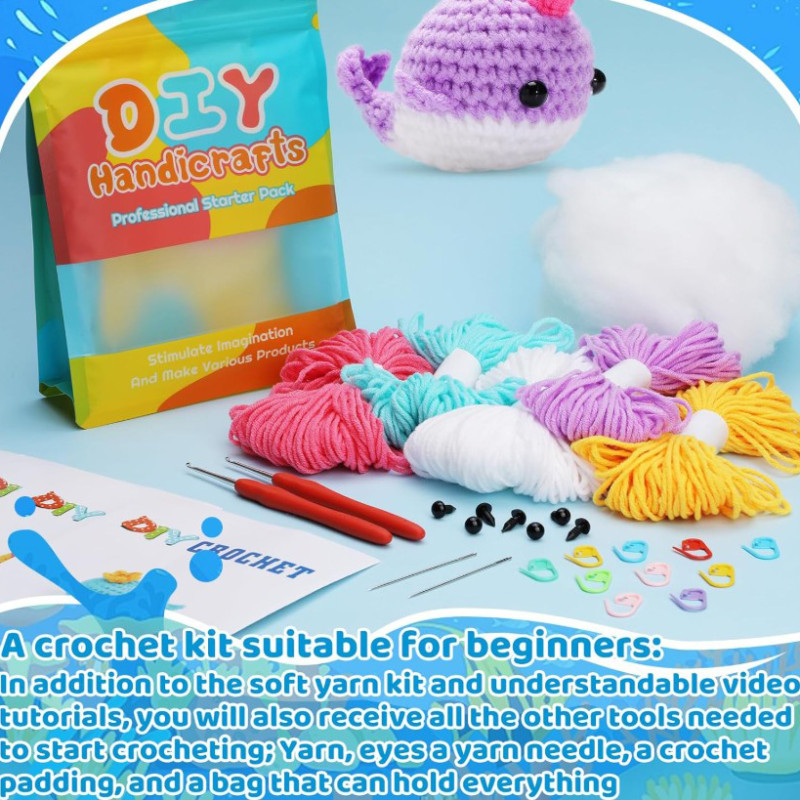 Zestaw do szydełkowania DIY –  rodzina wielorybków - produkt wyplatamy.pl 4