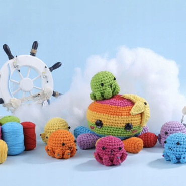 Zestaw do szydełkowania DIY –  rodzina ośmiorniczek - produkt 4