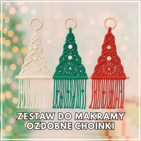 Zestaw do Makramy DIY – Świąteczne Choinki Boho (3 szt.)