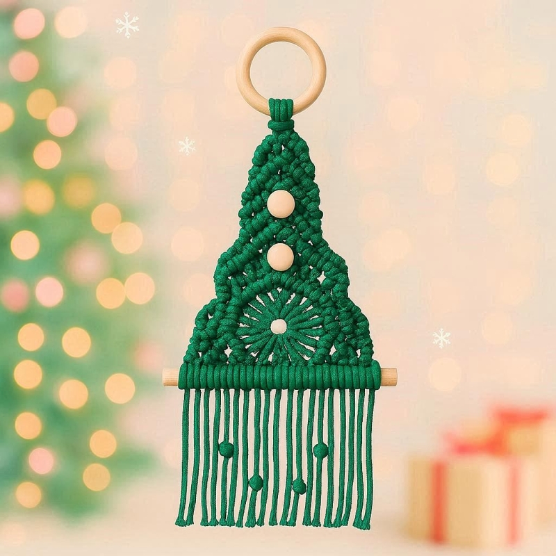 Zestaw do Makramy DIY – Świąteczne Choinki Boho (3 szt.) - produkt wyplatamy.pl 3