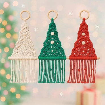 Zestaw do Makramy DIY – Świąteczne Choinki Boho (3 szt.) - produkt 5