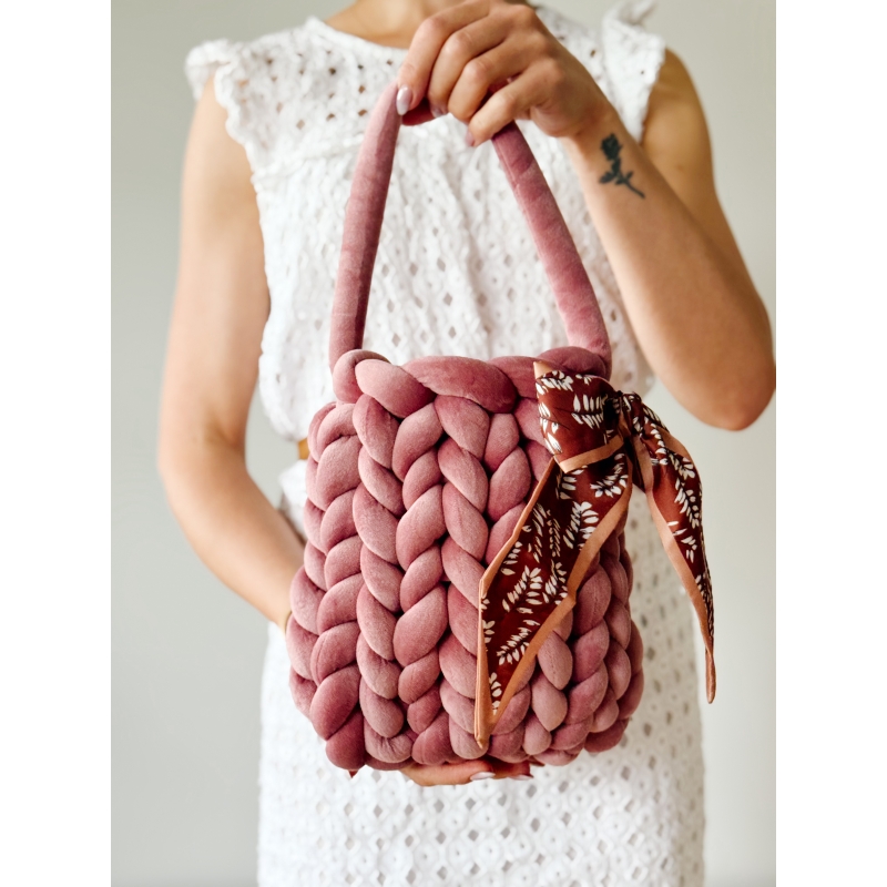 Włóczka FlowerYarn Crocus Brudny Róż 500g – gruba włóczka do torebek i dekoracji DIY - produkt wyplatamy.pl 2