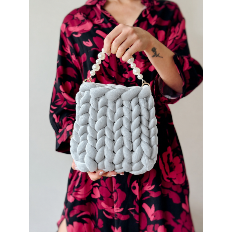 Włóczka FlowerYarn Crocus Szary Jasny 500g – gruba włóczka do torebek i dekoracji DIY - produkt wyplatamy.pl 2