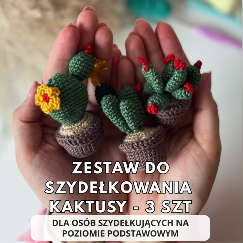 Zestaw do szydełkowania DIY – Mini Kaktusy (3 szt.) - produkt wyplatamy.pl 1