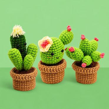 Zestaw do szydełkowania DIY – Mini Kaktusy (3 szt.) - produkt 2