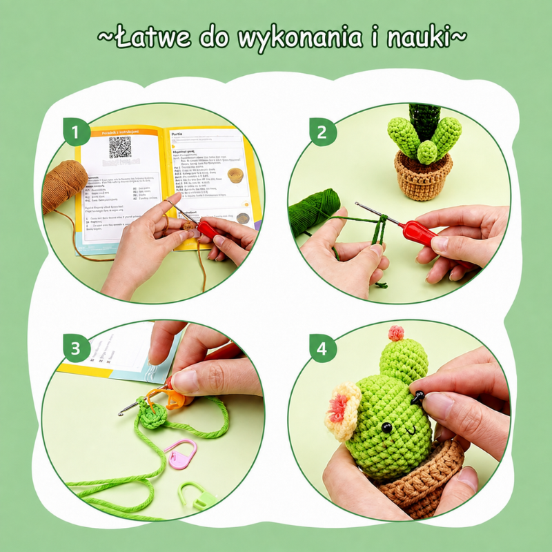 Zestaw do szydełkowania DIY – Mini Kaktusy (3 szt.) - Produkt wyplatamy.pl 3
