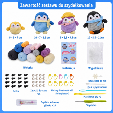Zestaw do szydełkowania DIY- Rodzina Pingwinów - produkt 4