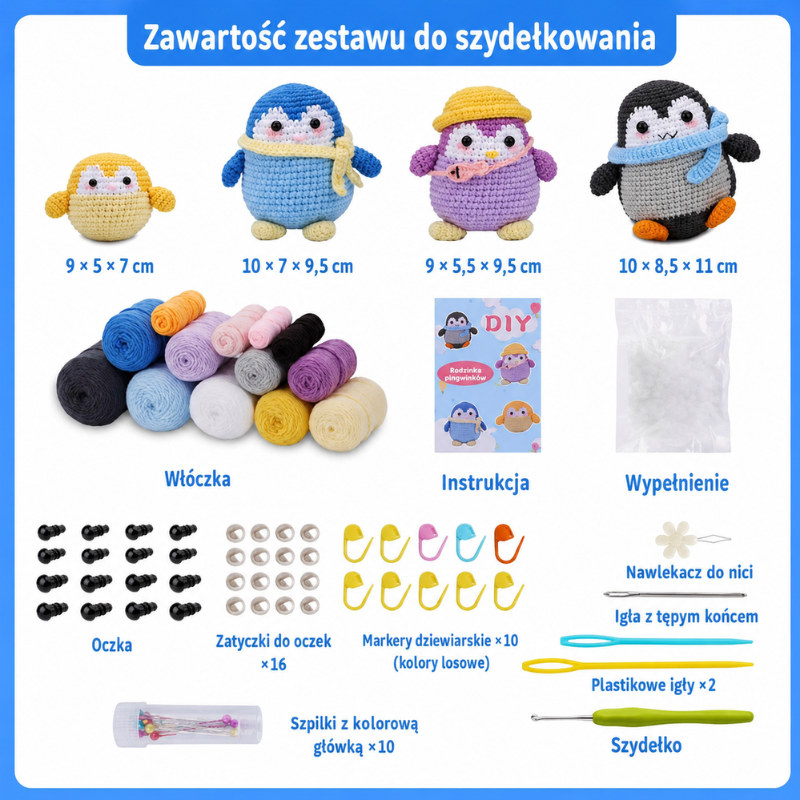 Zestaw do szydełkowania DIY- Rodzina Pingwinów - produkt wyplatamy.pl 4