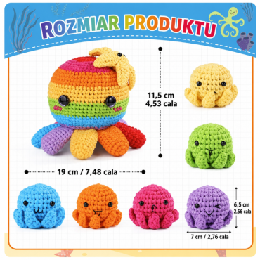 Zestaw do szydełkowania DIY – rodzina ośmiorniczek - produkt 3