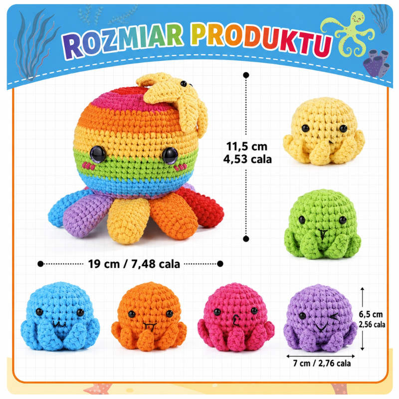 Zestaw do szydełkowania DIY – rodzina ośmiorniczek - produkt wyplatamy.pl 3