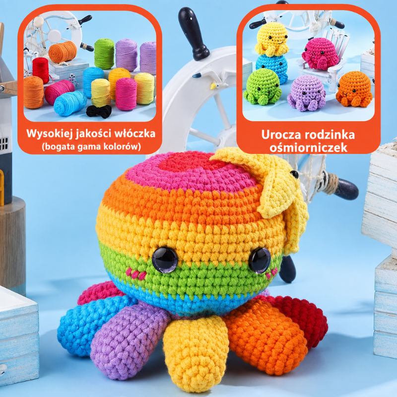 Zestaw do szydełkowania DIY – rodzina ośmiorniczek - produkt wyplatamy.pl 5