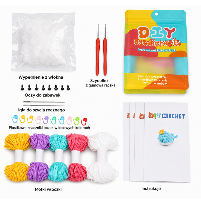 Zestaw do szydełkowania DIY –  rodzina wielorybków - produkt wyplatamy.pl 4