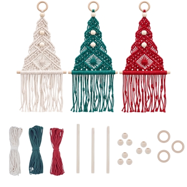 Zestaw do Makramy DIY – Świąteczne Choinki Boho (3 szt.)