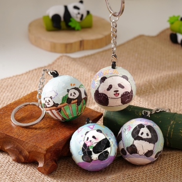 Brelok-układanka 3D Panda wśród kwiatów – brelok do kluczy z pandą - produkt 5