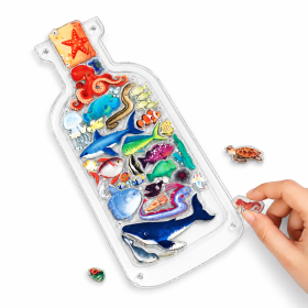 Puzzle akrylowe w butelce – Zwierzęta oceaniczne, 31 elementów (łamigłówka)