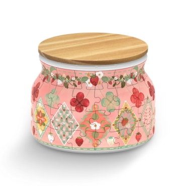 Słoik w truskawki z drewnianym wieczkiem – Strawberry Days puzzle 3D