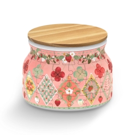 Słoik w truskawki z drewnianym wieczkiem – Strawberry Days puzzle 3D