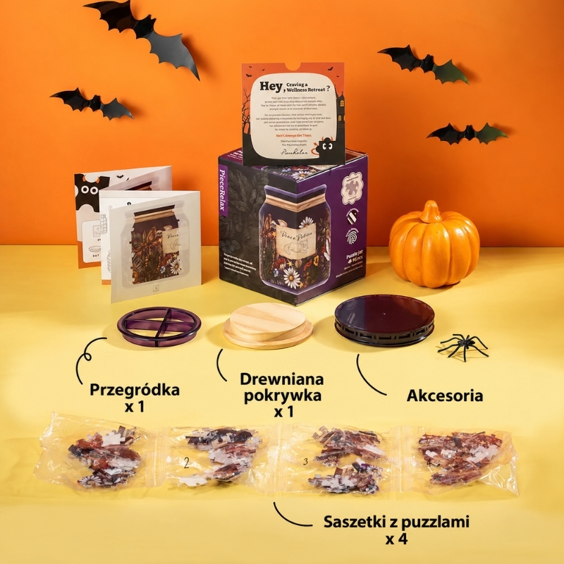Czarny słoik w leśne kwiaty – Relax Potion puzzle 3D - produkt wyplatamy.pl 5