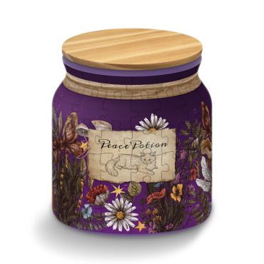 Fioletowy słoik w leśne kwiaty – Peace Potion puzzle 3D