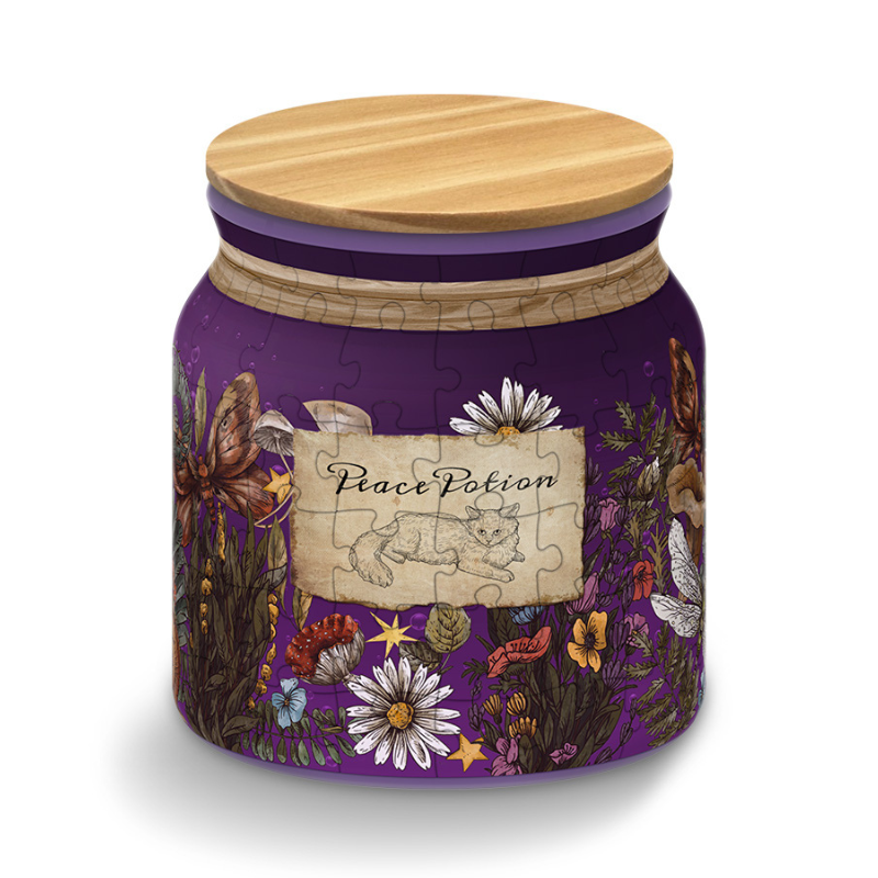 Fioletowy słoik w leśne kwiaty – Peace Potion puzzle 3D - produkt wyplatamy.pl 1
