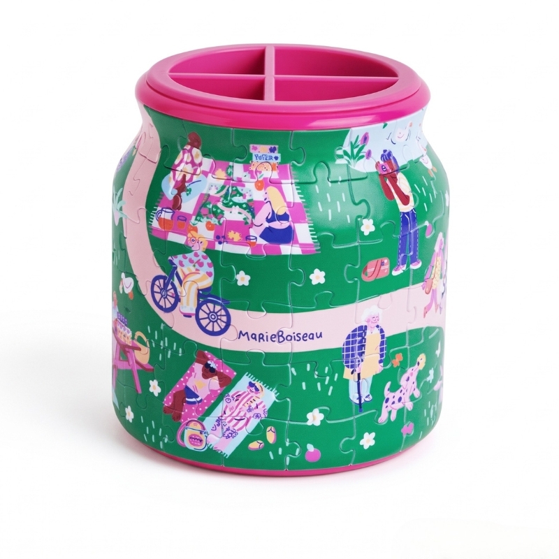Zielony słoik z piknikiem w parku – Peace by Piece puzzle 3D - produkt wyplatamy.pl 4