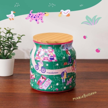 Zielony słoik z piknikiem w parku – Peace by Piece puzzle 3D - produkt 3