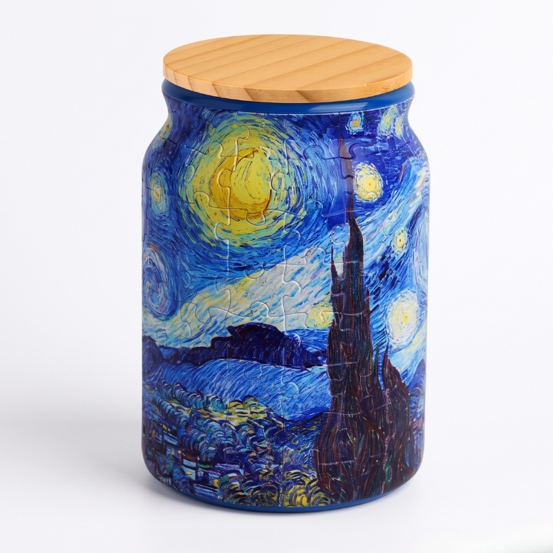 Słoik z Gwiaździstą nocą Van Gogha – The Starry Night puzzle 3D - produkt wyplatamy.pl 1