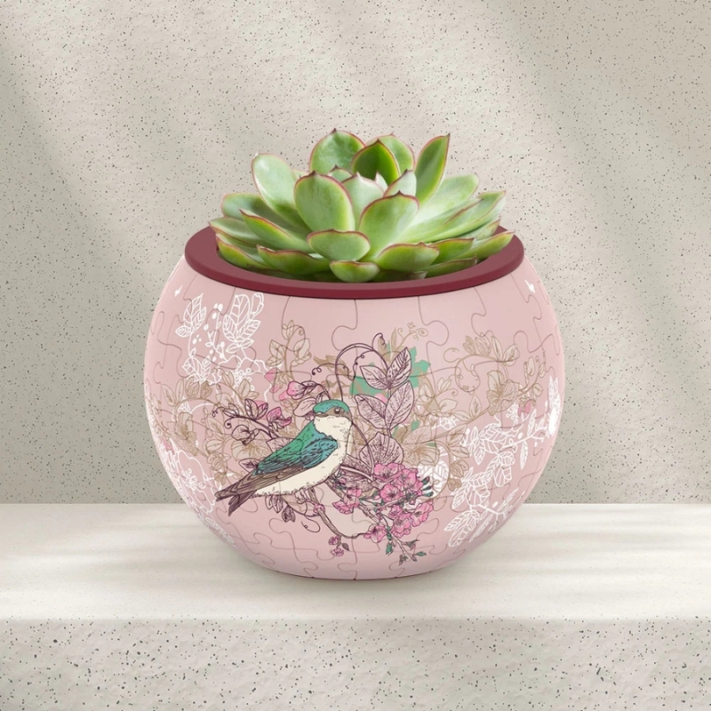 Doniczka z ptakami i kwiatami – Singing Birds and Flowers puzzle 3D - produkt wyplatamy.pl 2