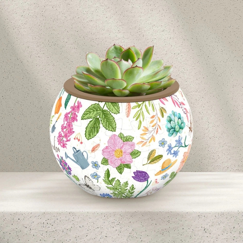 Doniczka w kwiaty i motyle – Little Garden puzzle 3D - produkt wyplatamy.pl 2