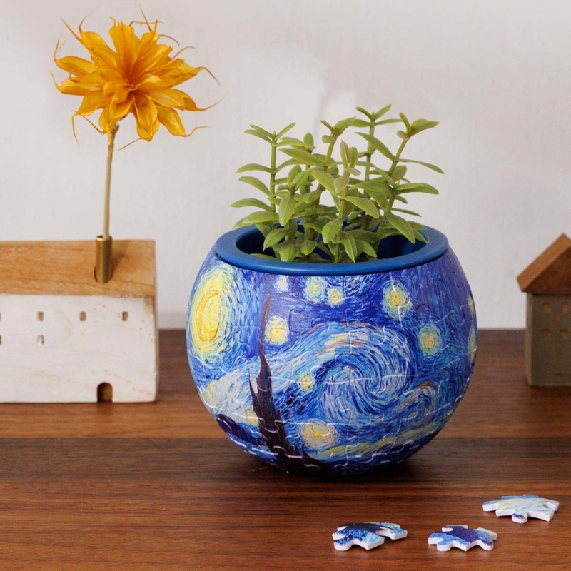 Doniczka z Gwiaździstą nocą Van Gogha – The Starry Night puzzle 3D - produkt wyplatamy.pl 2