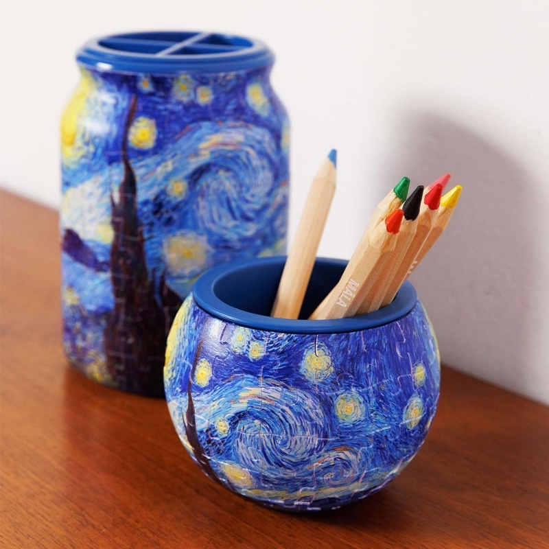 Doniczka z Gwiaździstą nocą Van Gogha – The Starry Night puzzle 3D - produkt wyplatamy.pl 3