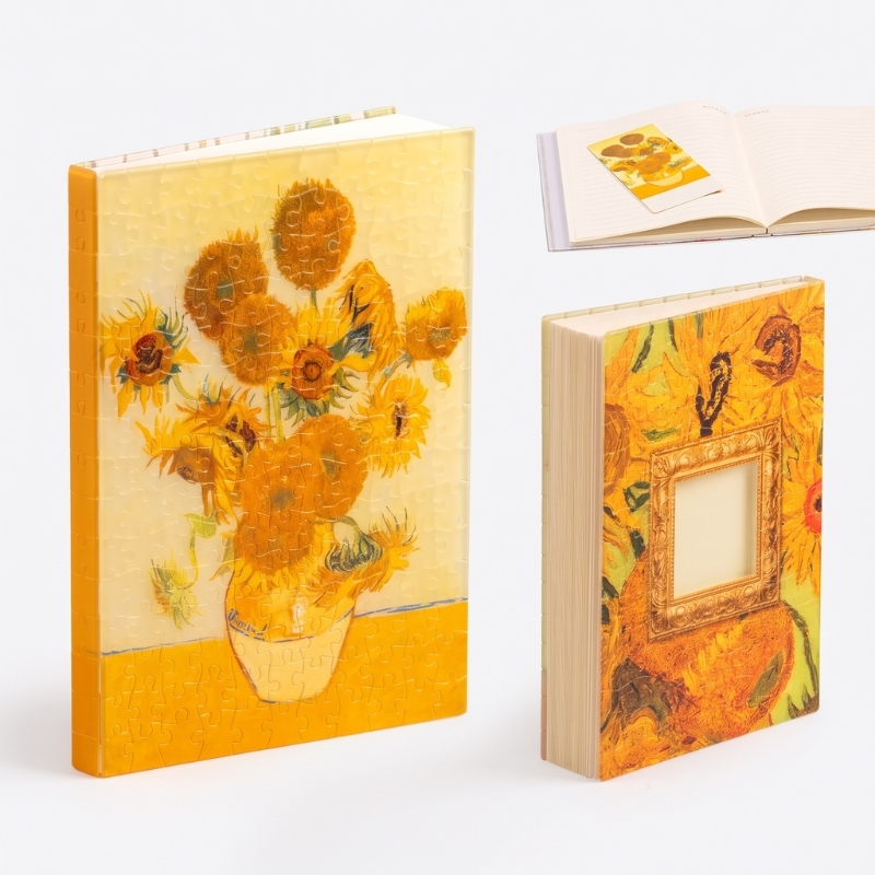 Notes A5 z okładką z puzzli – Słoneczniki Van Gogha (Sunflowers) - produkt wyplatamy.pl 1