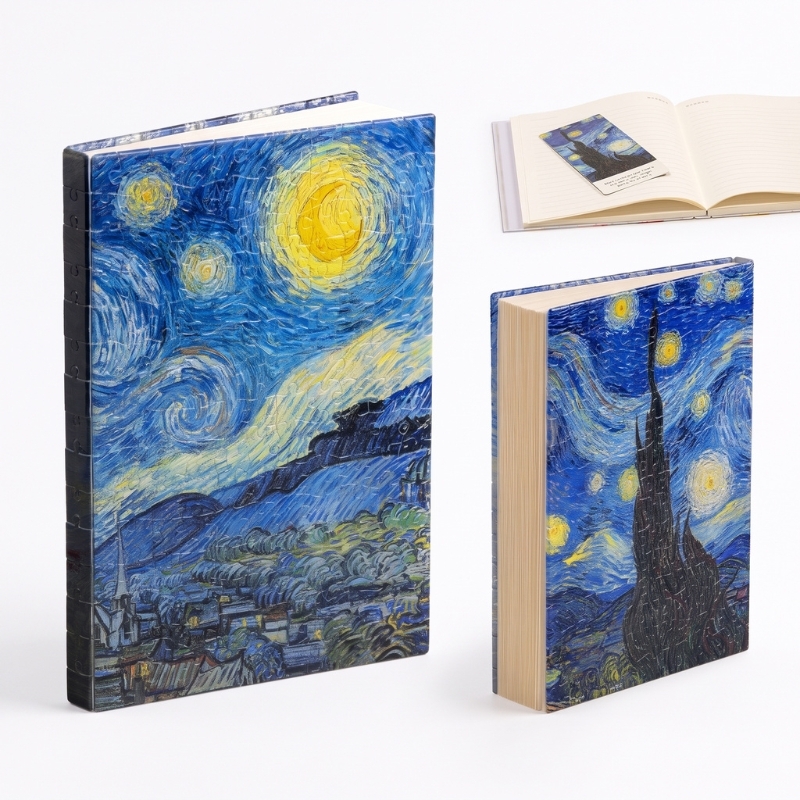 Notes A5 z okładką z puzzli – Gwiaździsta noc Van Gogha (The Starry Night) - produkt wyplatamy.pl 1